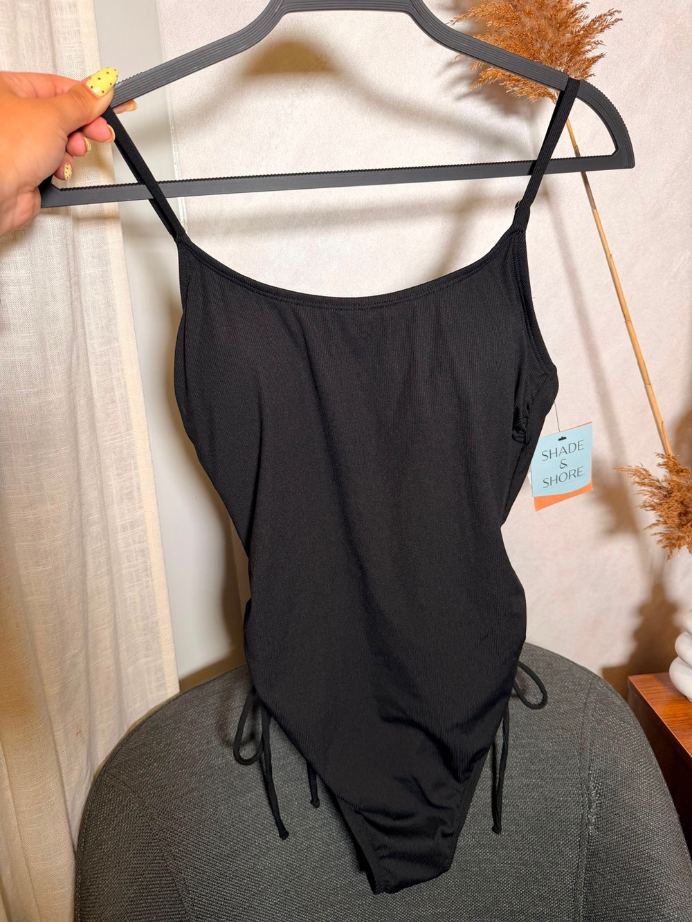Shade & Shore Black Scoop One-Piece Swimsuit